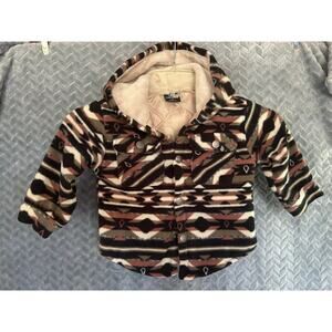 Volcom 2T Baby Aztec Design Hooded Fleece Quilted Jacket Snap Front Pockets